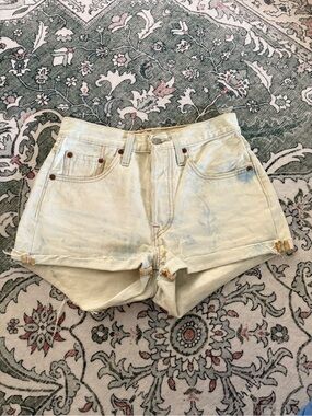 Levi's Pale Yellow Denim Cutoff Shorts